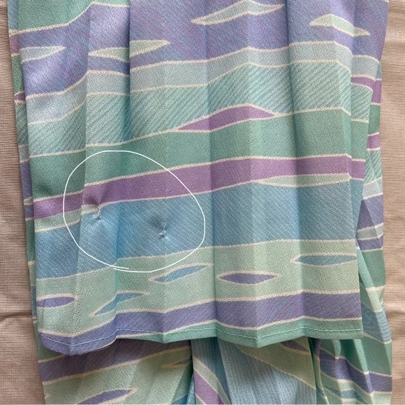 Vintage dress Touch Class pleated A-line pastel pink blue green belted size 14 - Picture 11 of 15